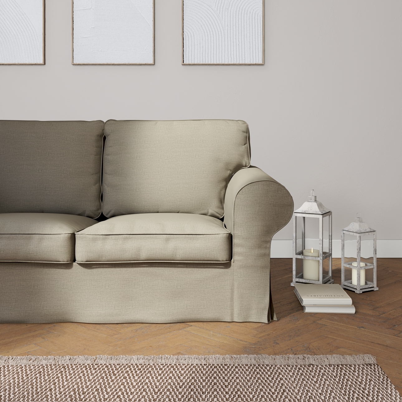 Bezug für Ektorp 2-Sitzer Sofa nicht ausklappbar, beige-grau, Sofabezug für günstig online kaufen