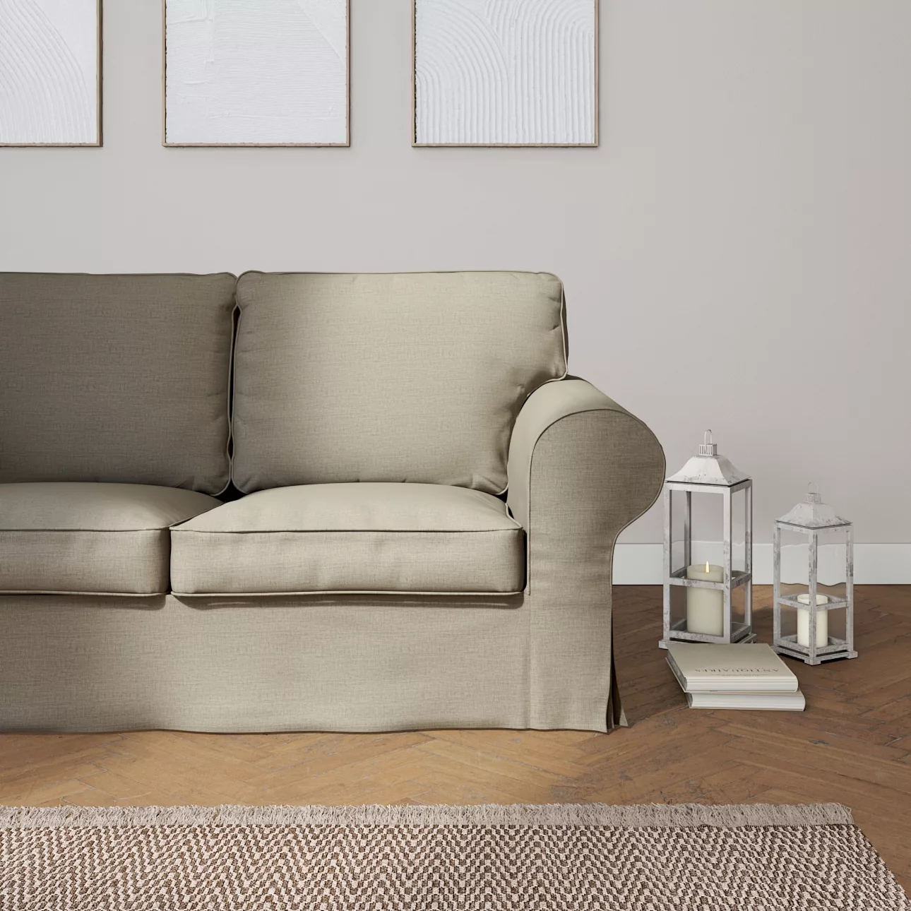 Bezug für Ektorp 2-Sitzer Sofa nicht ausklappbar, beige-grau, Sofabezug für günstig online kaufen