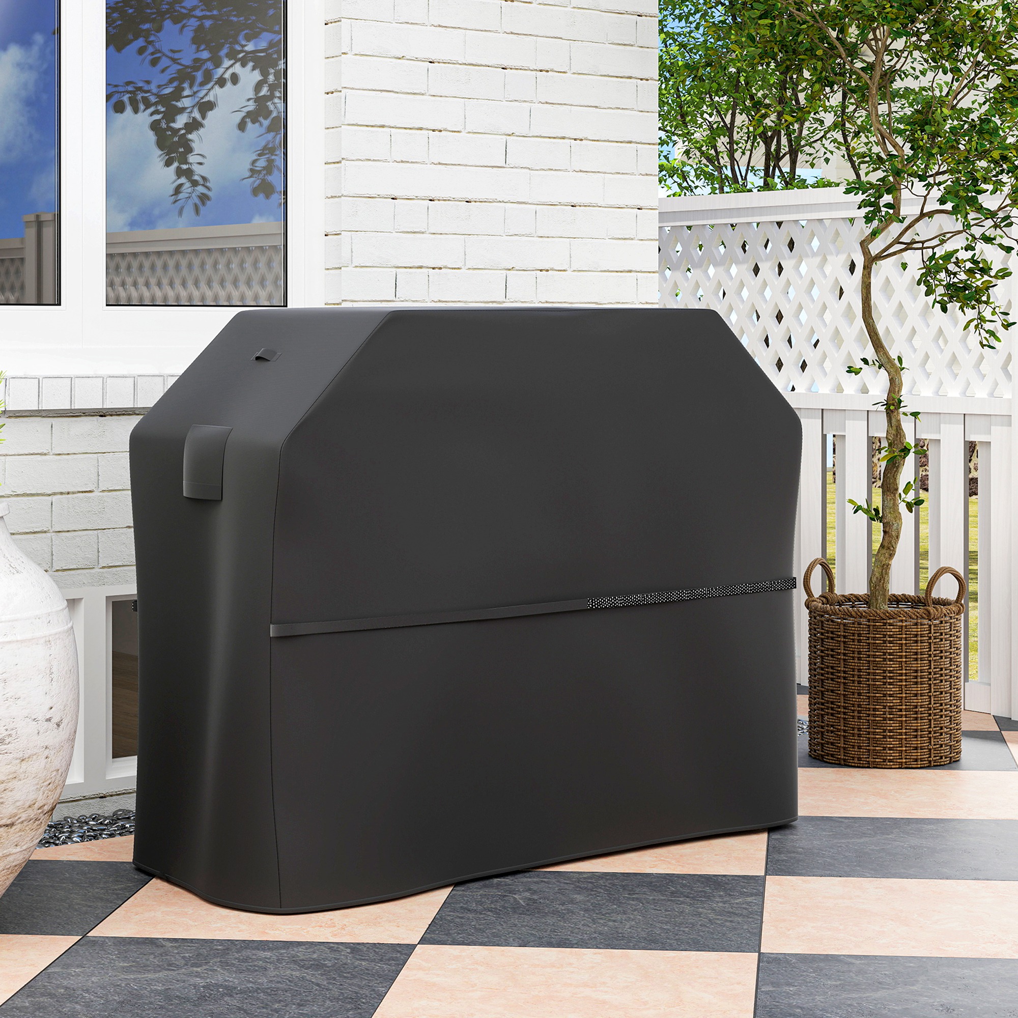Outsunny Grillabdeckung BBQ Abdeckung Wetterfest Gasgrill Abdeckhaube mit K günstig online kaufen
