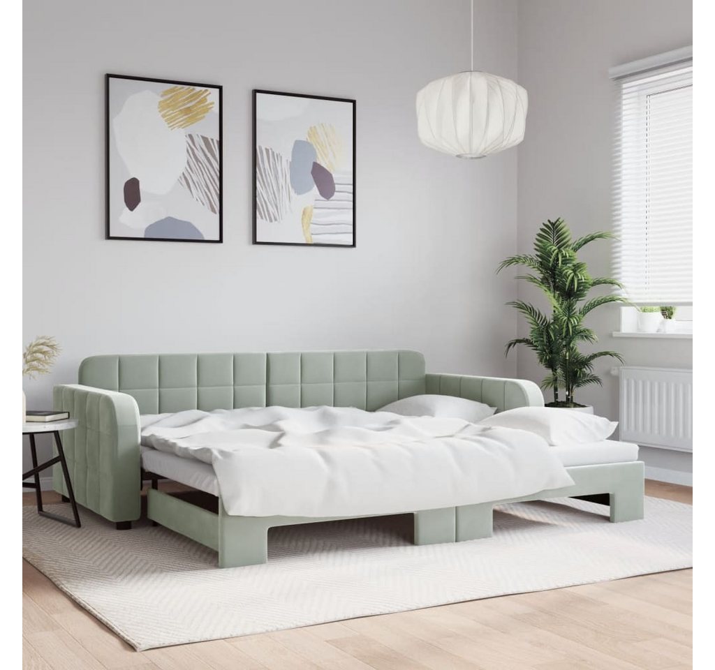 vidaXL Gästebett Gästebett Tagesbett Ausziehbar Hellgrau 90x190 cm Samt Bet günstig online kaufen