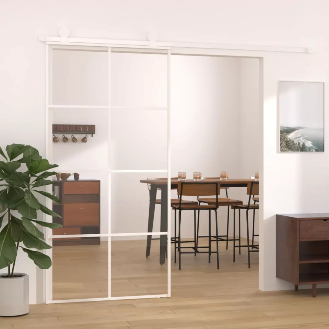 Vidaxl Schiebetür Esg Glas Und Aluminium 102,5x205 Cm Weiß günstig online kaufen