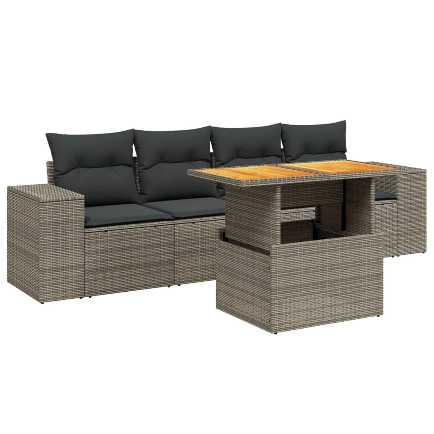 vidaXL 5-Tlg Garten-Sofagarnitur mit Kissen Grau Poly Rattan 3272516 günstig online kaufen