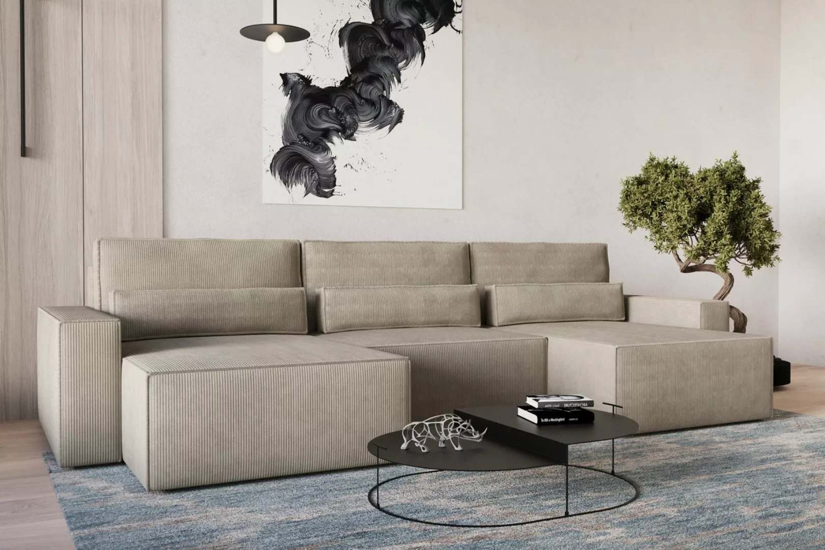 MOEBLO Wohnlandschaft DENVER U MINI, aus Cord, Couch Cord für Wohnzimmer Sc günstig online kaufen