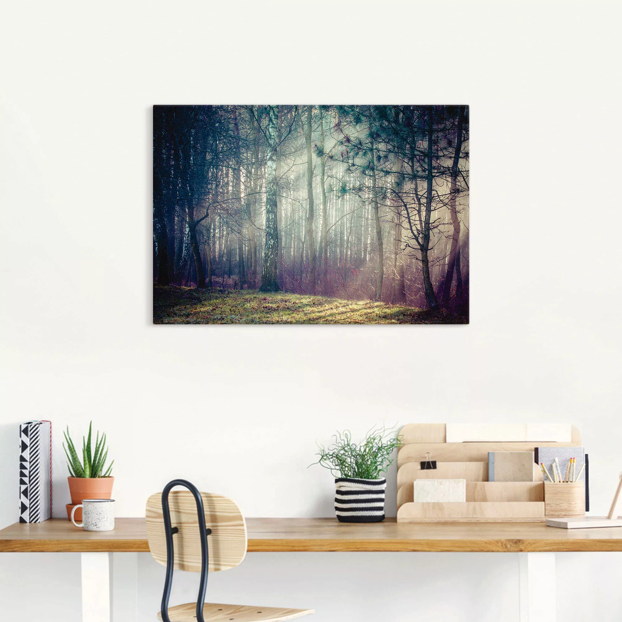 Artland Wandbild »Sonnenstrahlen im Wald«, Waldbilder, (1 St.), als Alubild günstig online kaufen