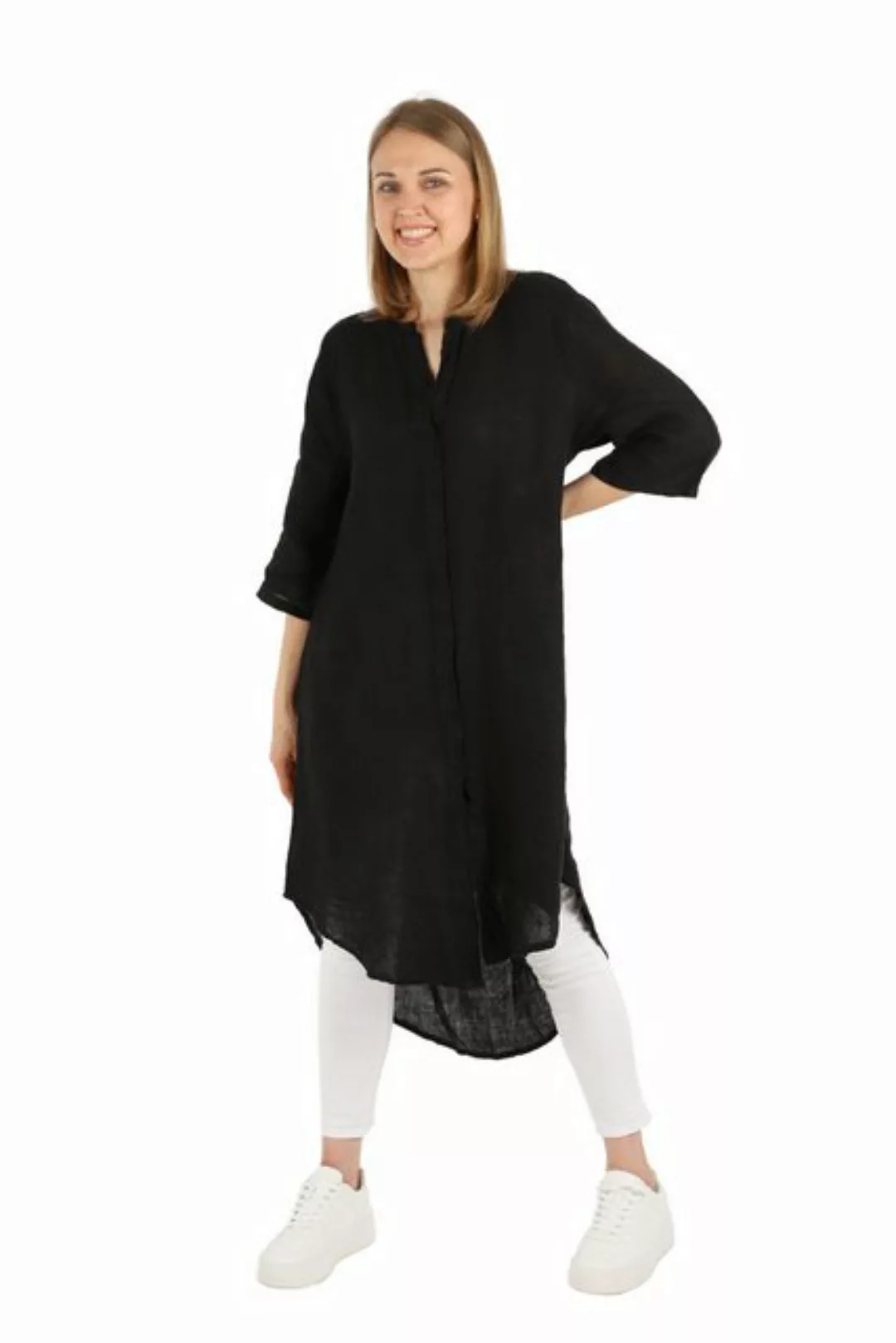 MIRROSI Longbluse Hemdblusenkleid aus 100% Leinen, Made in Italy 100% Leine günstig online kaufen