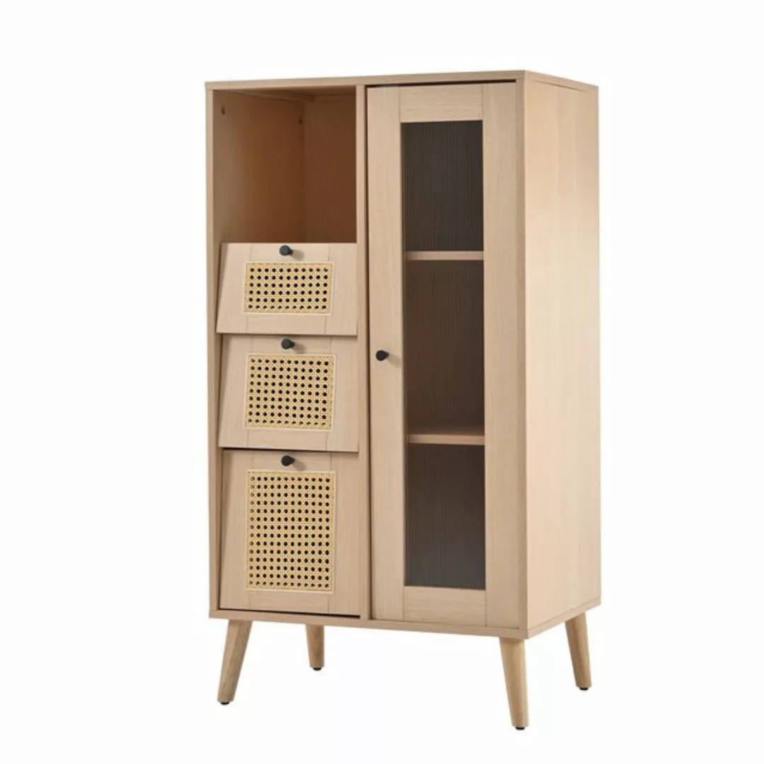 Rutaqian Hochschrank 120 cm hoher Schrank, 1 Tür aus klarem Acryl, 2 Schubl günstig online kaufen