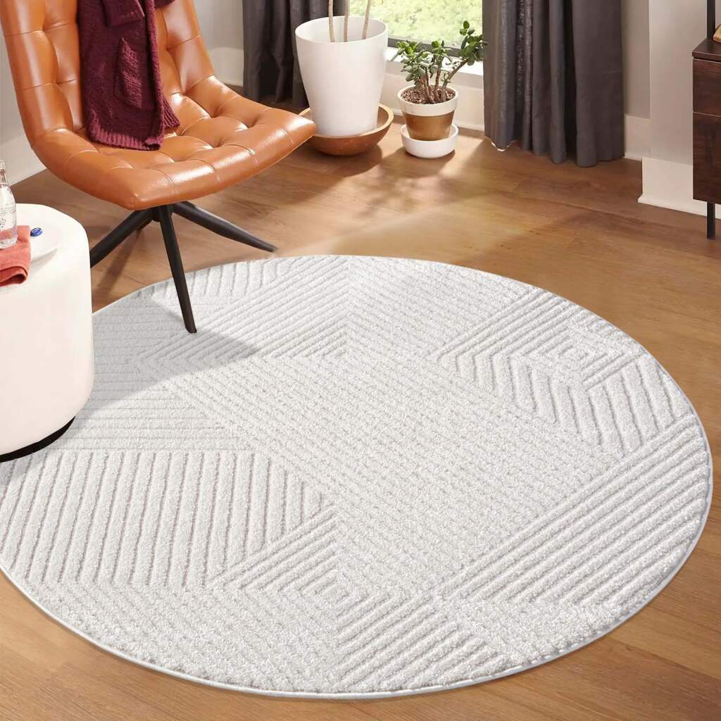 Carpet City Teppich »LOUNGE 0632«, rund, 15 mm Höhe, Kurzflor-Teppich Moder günstig online kaufen