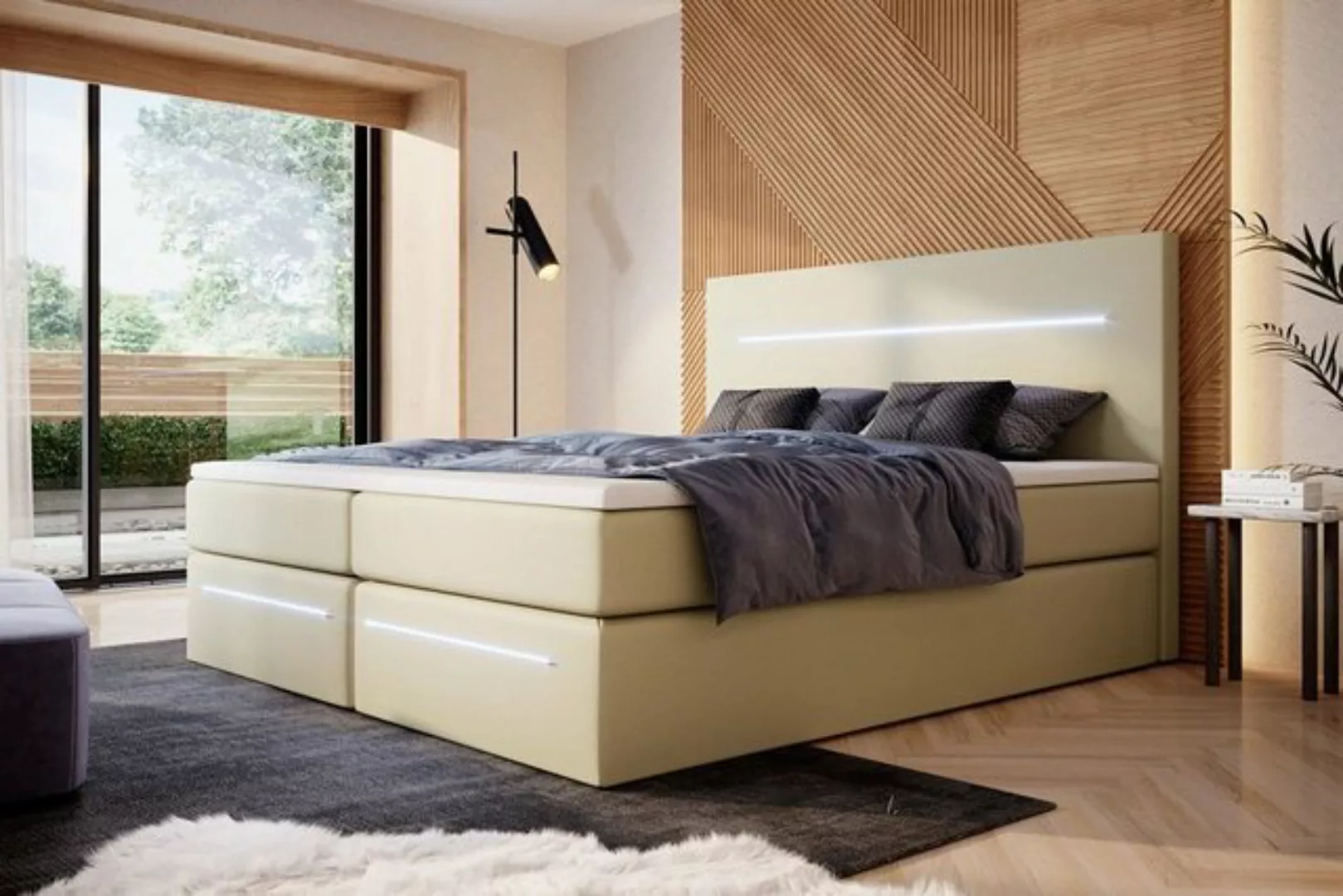 Luxusbetten24 Boxspringbett Sejour, mit LED-Beleuchtung und Stauraum günstig online kaufen