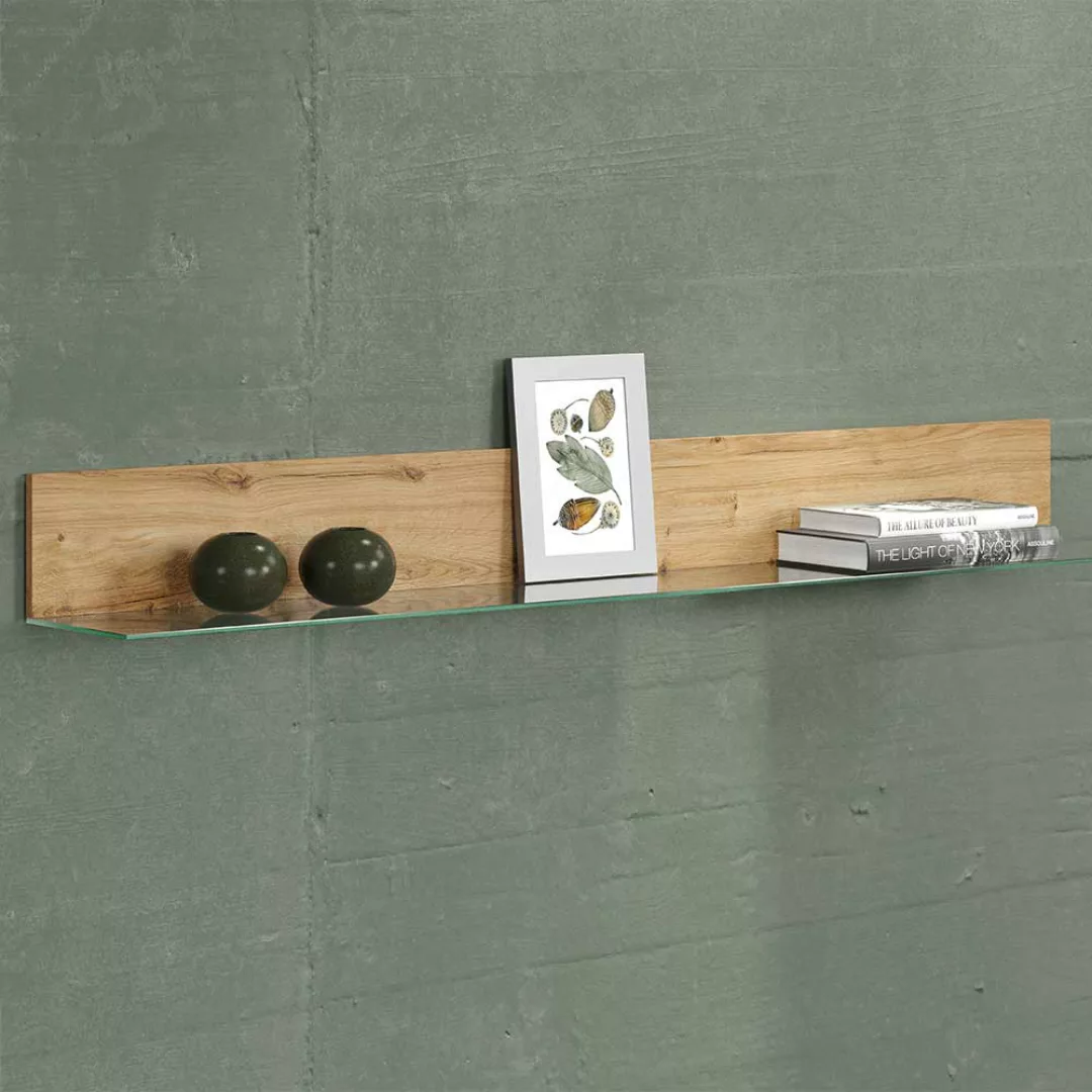 Modernes Wandboard mit Glas Ablage 98x16x20 cm günstig online kaufen