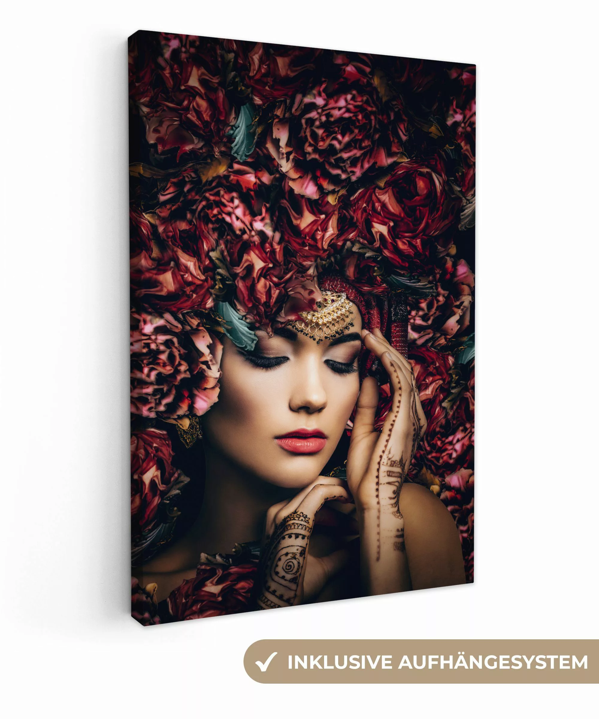 OneMillionCanvasses® Leinwandbild Frau - Blumen - günstig online kaufen
