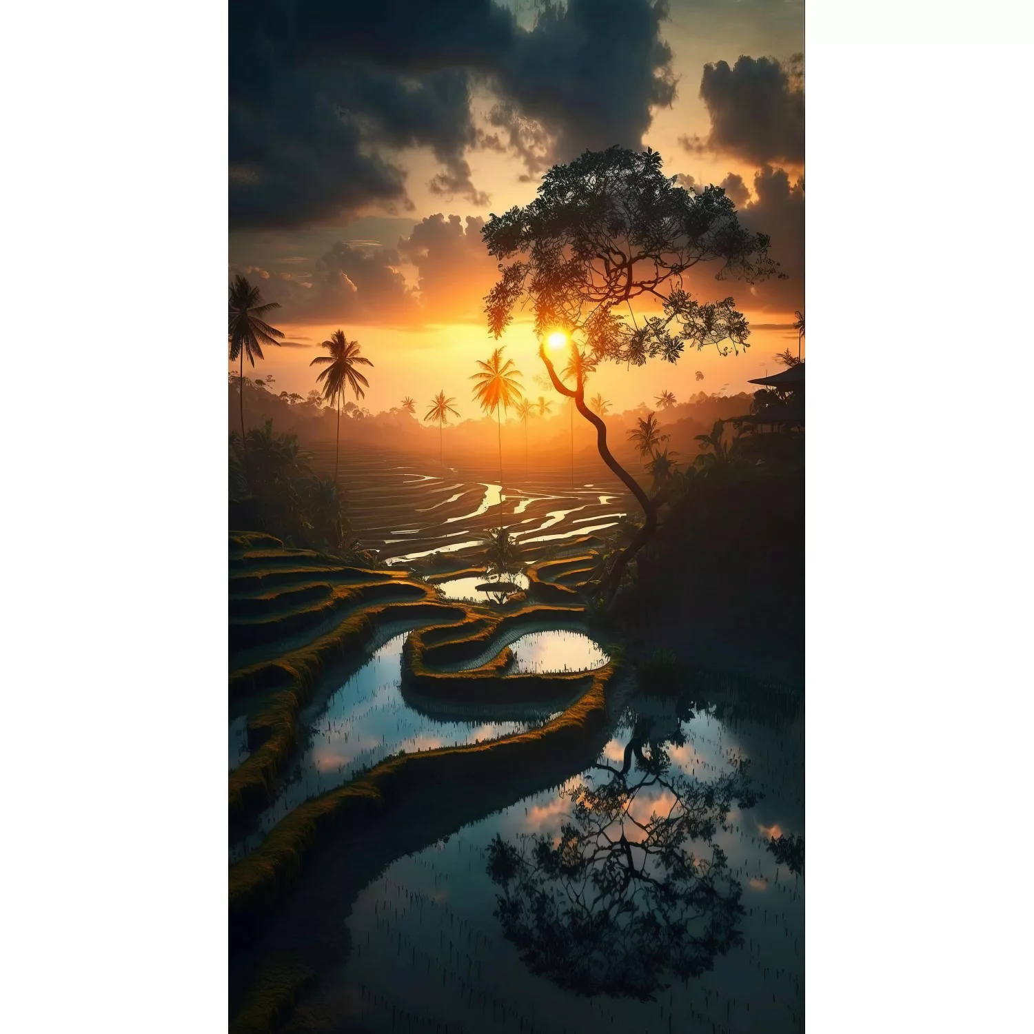 Erismann Digitaltapete Zooom Ricefields By Night 270 cm x 150 cm günstig online kaufen