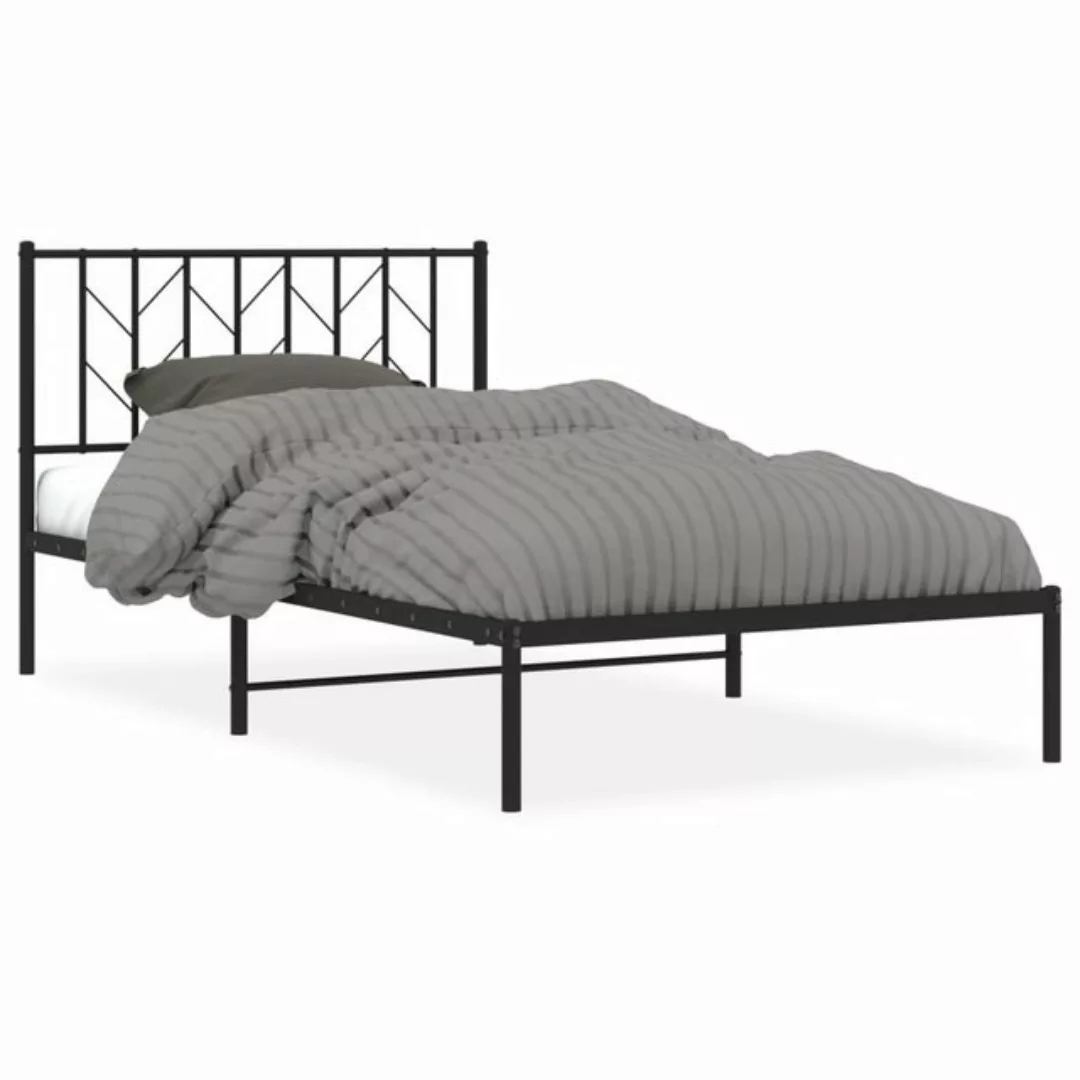 vidaXL Bettgestell, Bettrahmen mit Kopfteil Metall Schwarz 107x203 cm günstig online kaufen