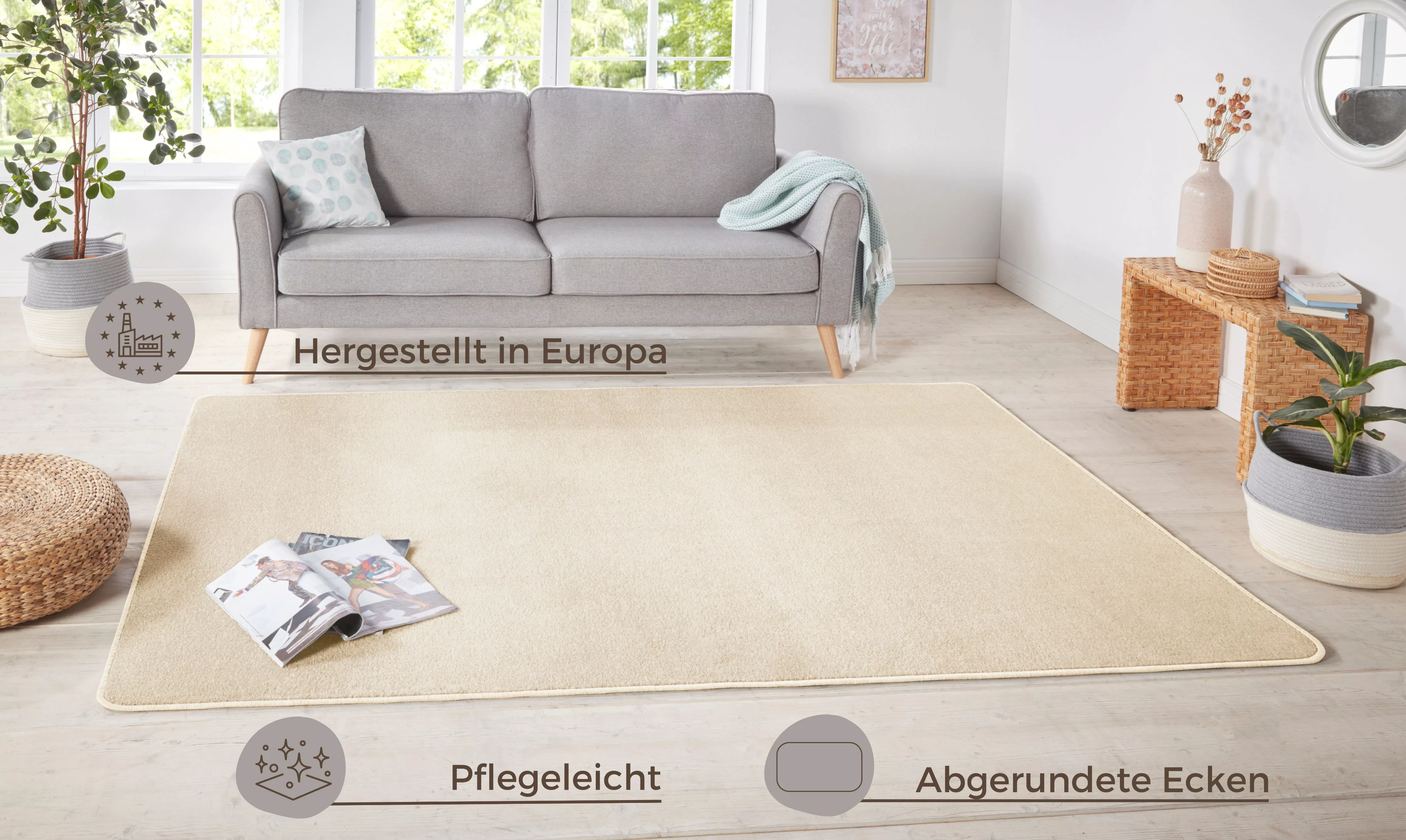 HANSE Home Teppich »Shashi«, rechteckig, 8,5 mm Höhe, Kurzflor, Unifarben, günstig online kaufen