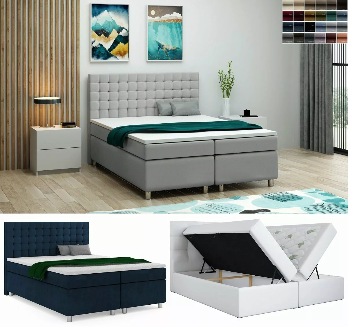 QMM TraumMöbel Boxspringbett Boxspringbett Doppelbett IRVIN 160 x 200 cm mi günstig online kaufen