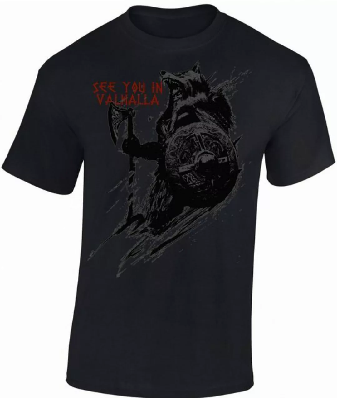 Baddery Print-Shirt Wikinger Tshirt: "See you in Valhalla" - Viking Shirt M günstig online kaufen