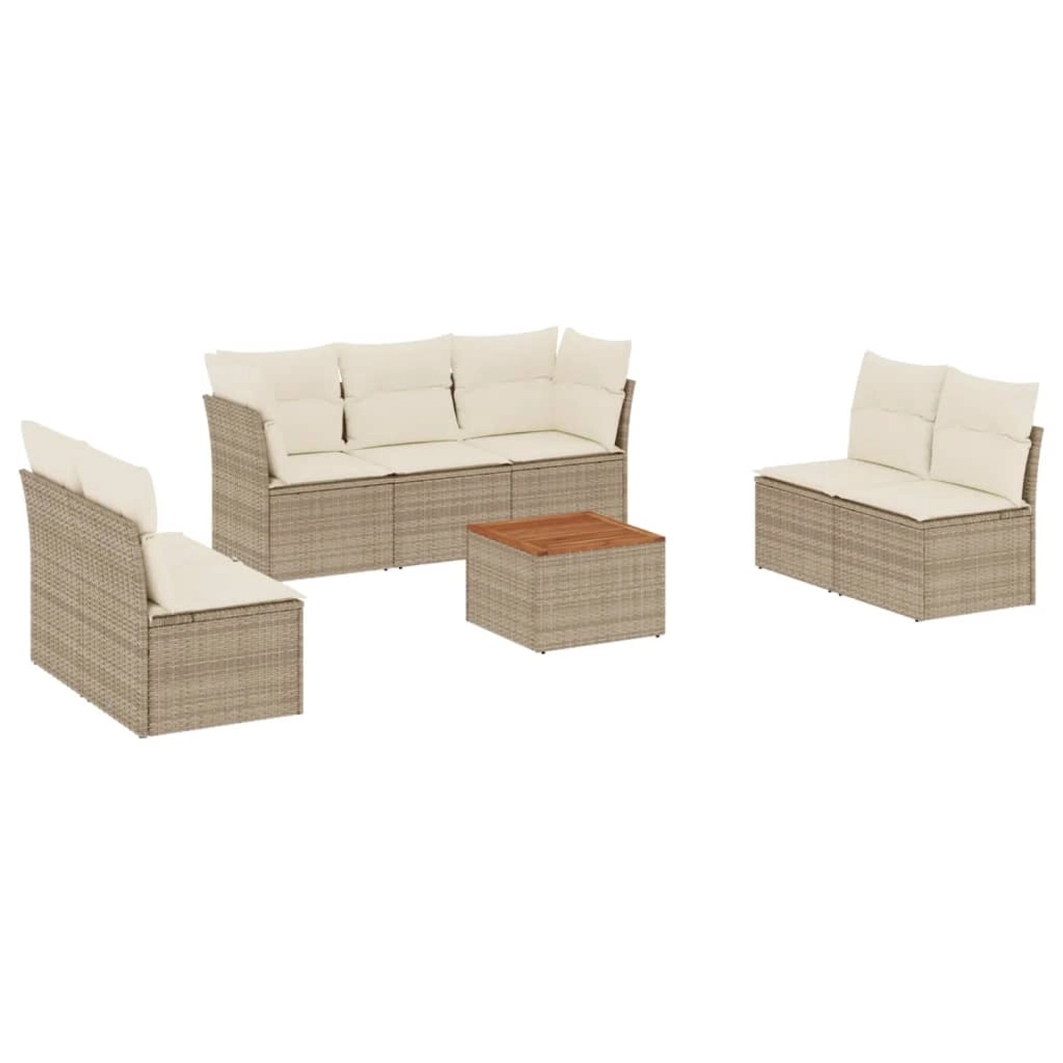 vidaXL 8-Tlg Garten-Sofagarnitur mit Kissen Beige Poly Rattan 3223566 günstig online kaufen