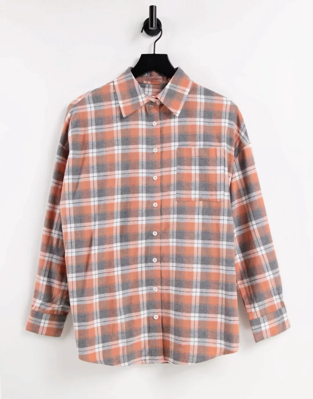 Skylar Rose – Oversize-Hemd mit gebürstetem Karomuster-Mehrfarbig günstig online kaufen