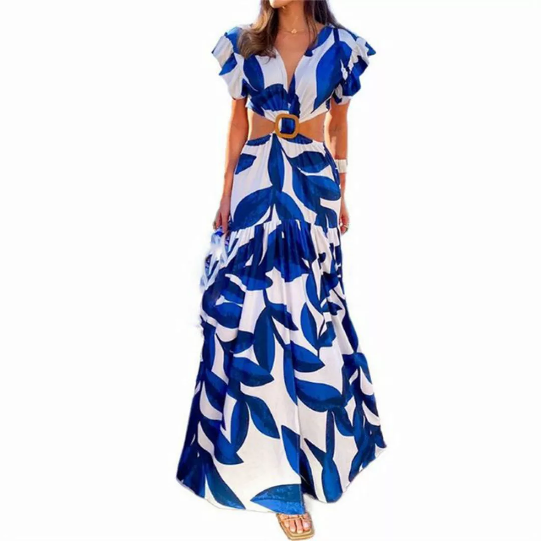 AFAZ New Trading UG Druckkleid Bedrucktes, sexy, tailliertes Kleid mit V-Au günstig online kaufen