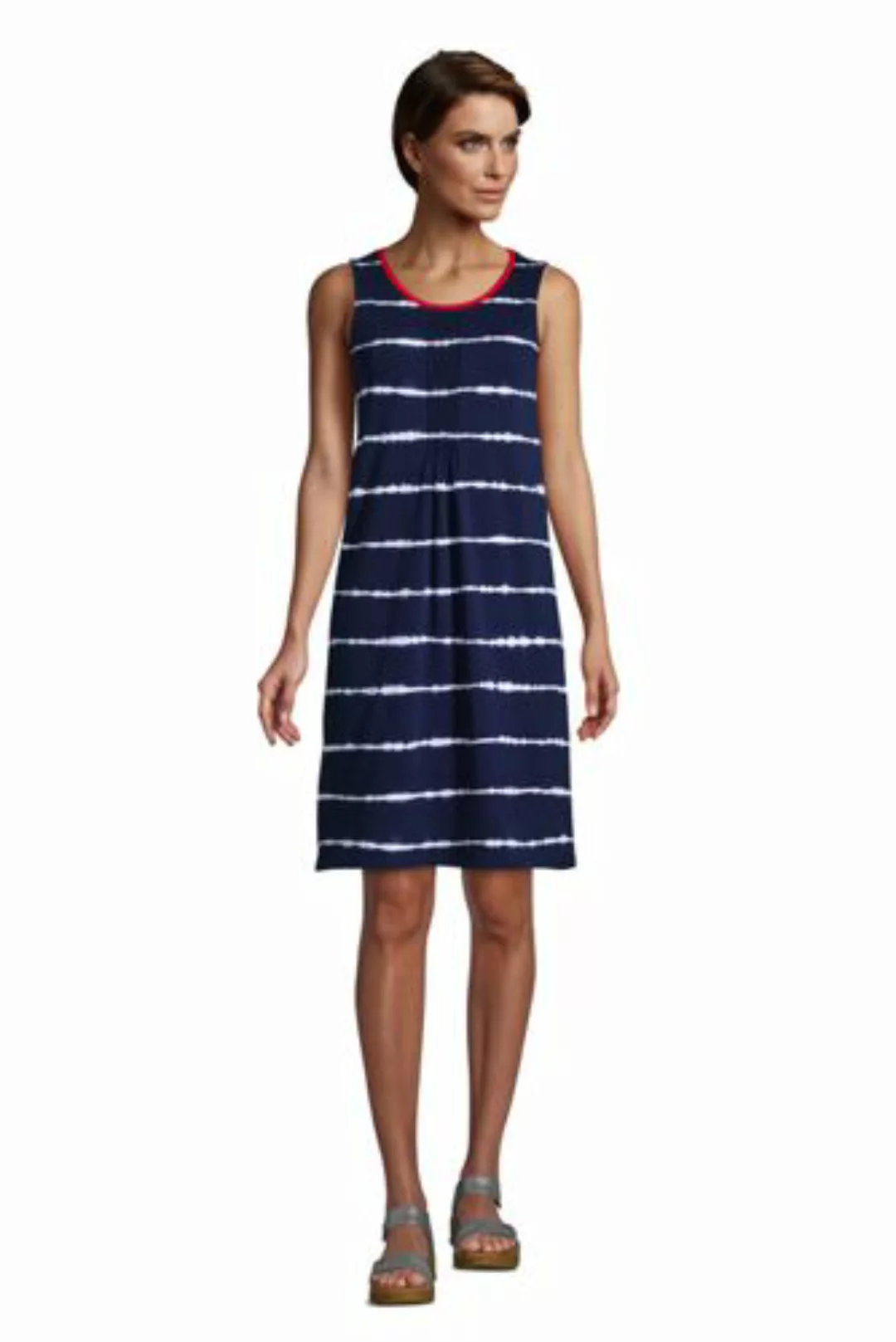 Ärmelloses Kleid mit Biesenfalten, Damen, Größe: S Normal, Blau, Baumwoll-M günstig online kaufen