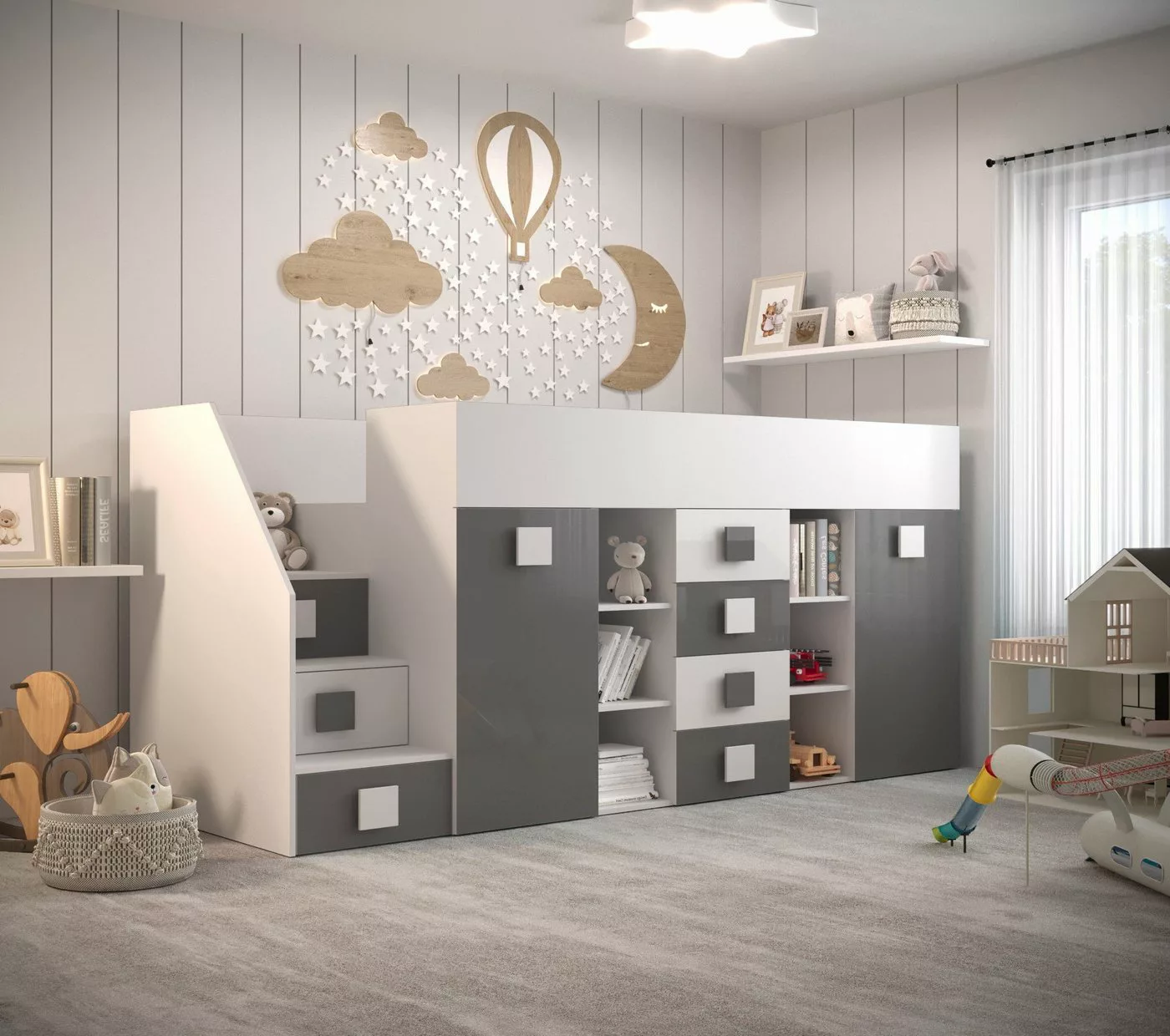Unique Home Kinderbett Hochbett TOL 3L, mit Schreibtisch, Schrank und Schub günstig online kaufen