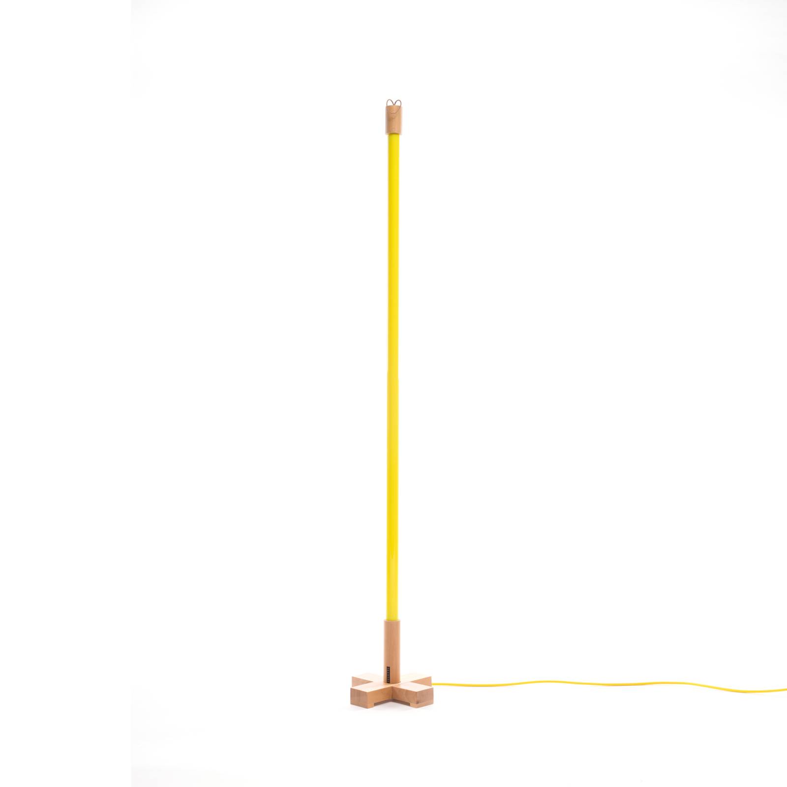 SELETTI Linea LED-Stehleuchte mit Holz, gelb günstig online kaufen
