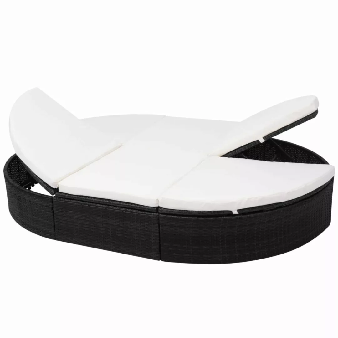 Outdoor-lounge-bett Mit Polster Poly Rattan Schwarz günstig online kaufen