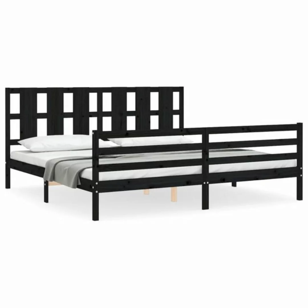 vidaXL Bett Massivholzbett mit Kopfteil Schwarz 200x200 cm günstig online kaufen