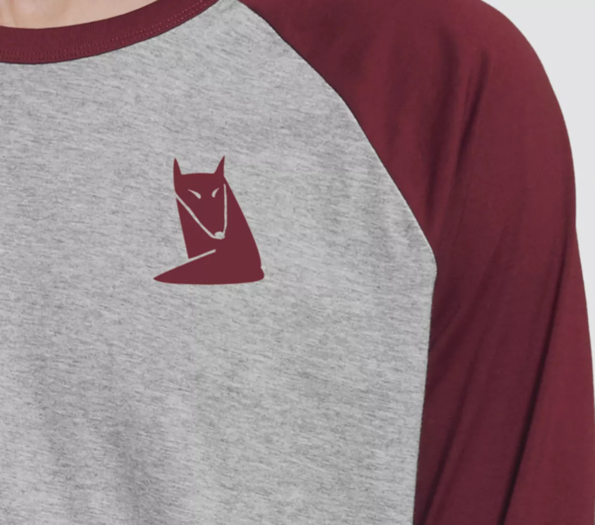 Herren Langarm-t-shirt, "Fuchs", Heather Grey/burgundy günstig online kaufen