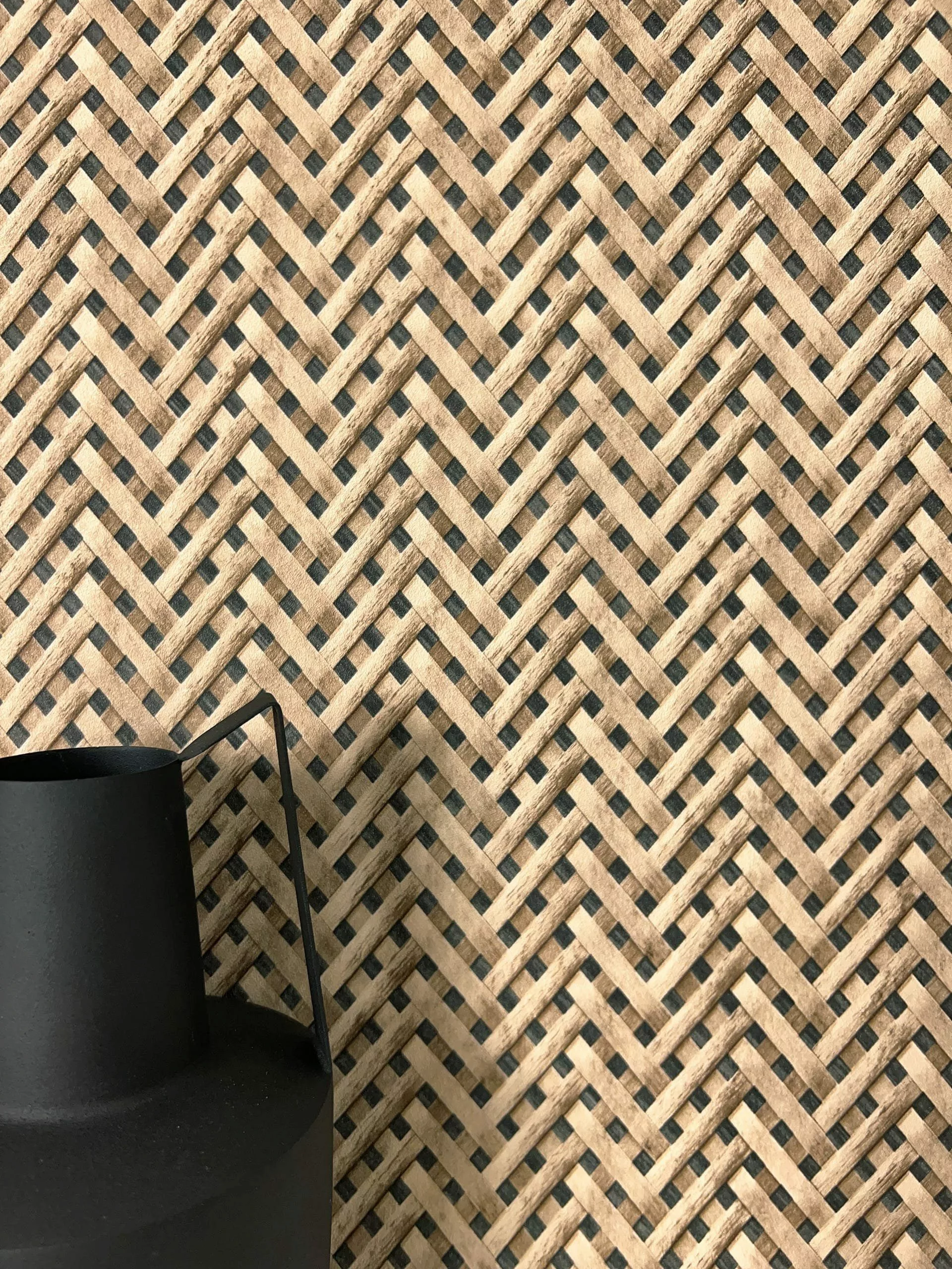 Newroom Vliestapete, Schwarz Tapete Landhaus Rattan günstig online kaufen