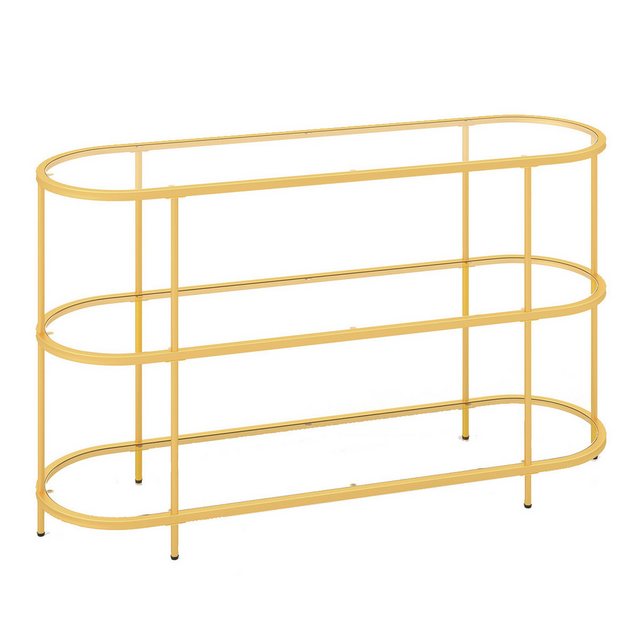 COSTWAY TV-Schrank Konsolentisch mit gehärteten Glasregalen, Gold, 140x41x8 günstig online kaufen