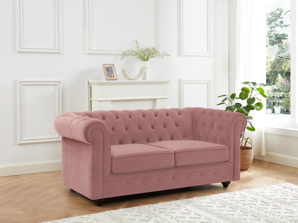 Sofa 2-Sitzer - Samt - Pastellrosa - CHESTERFIELD günstig online kaufen