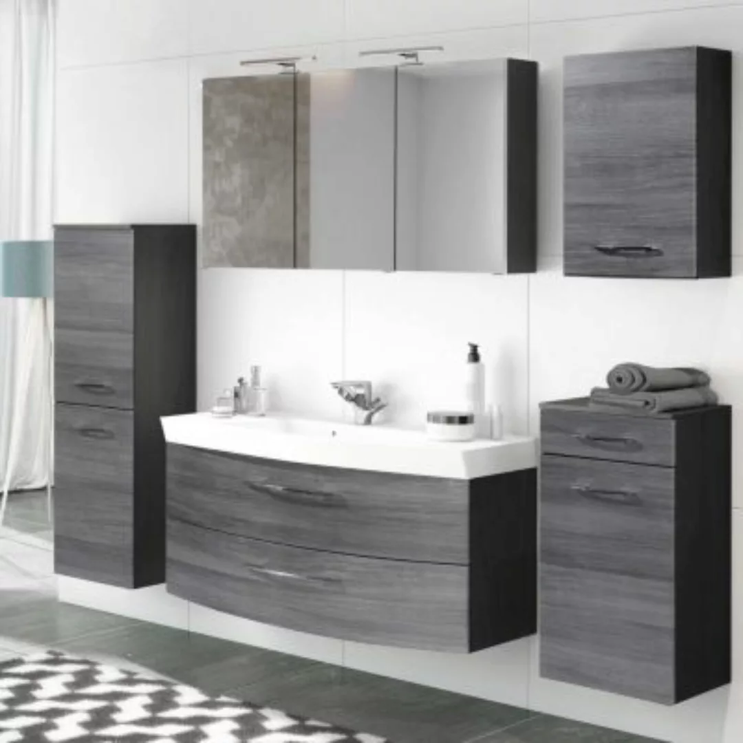 Lomadox Badezimmermöbel Set mit 120cm Waschtisch FLORIDO-03 Hochglanz grau günstig online kaufen