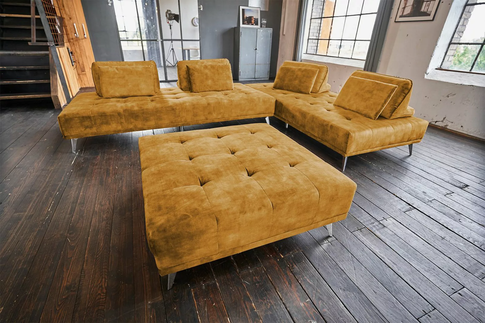 KAWOLA Ecksofa WIOLO, Ecksofa, Stoff od. Velvet, mit od. ohne Hocker, versc günstig online kaufen