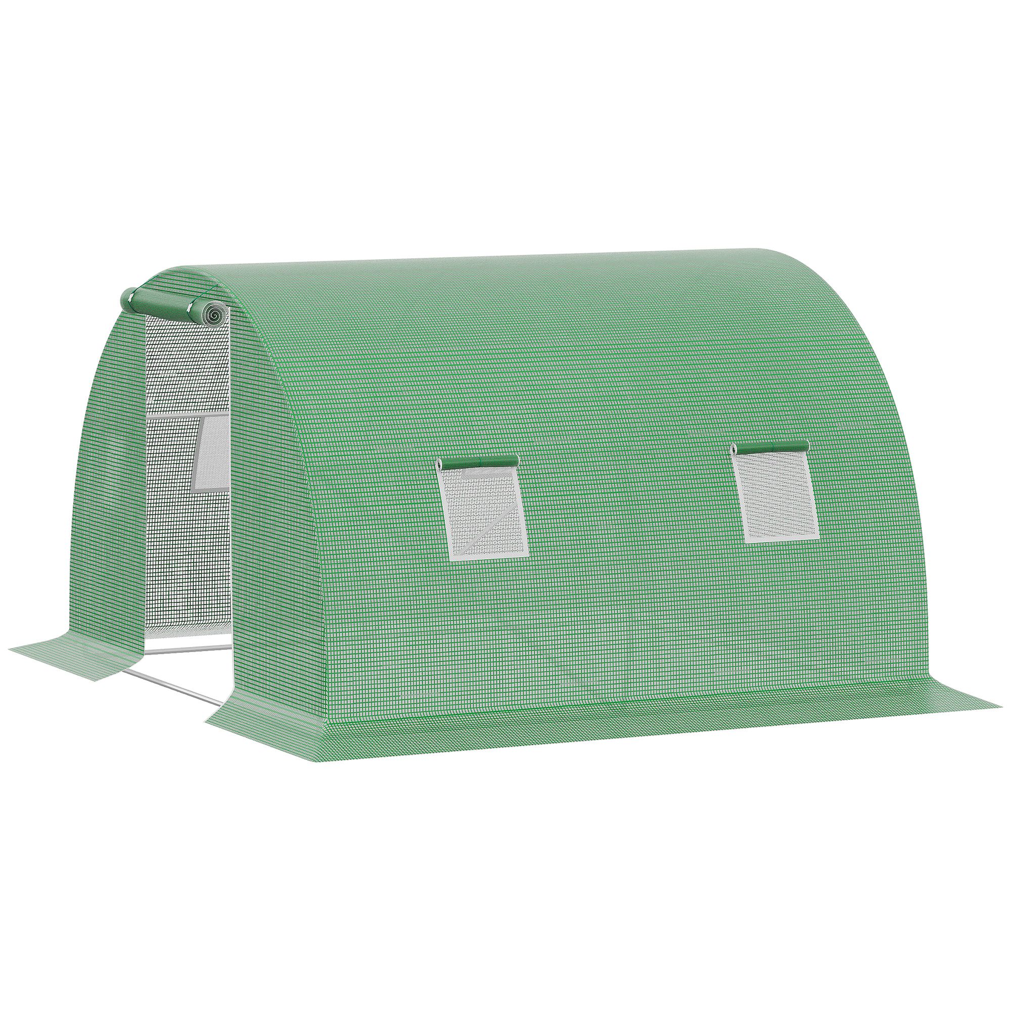 Outsunny Foliengewächshaus Polytunnel 3x3m, begehbar mit 4 Fenstern, Frosts günstig online kaufen