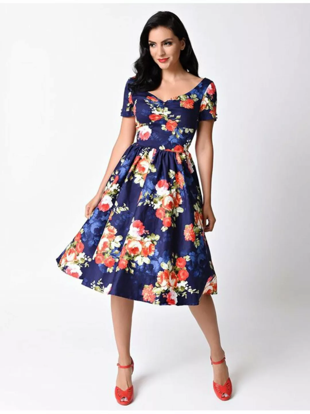 Floral Navy Blue Dress günstig online kaufen