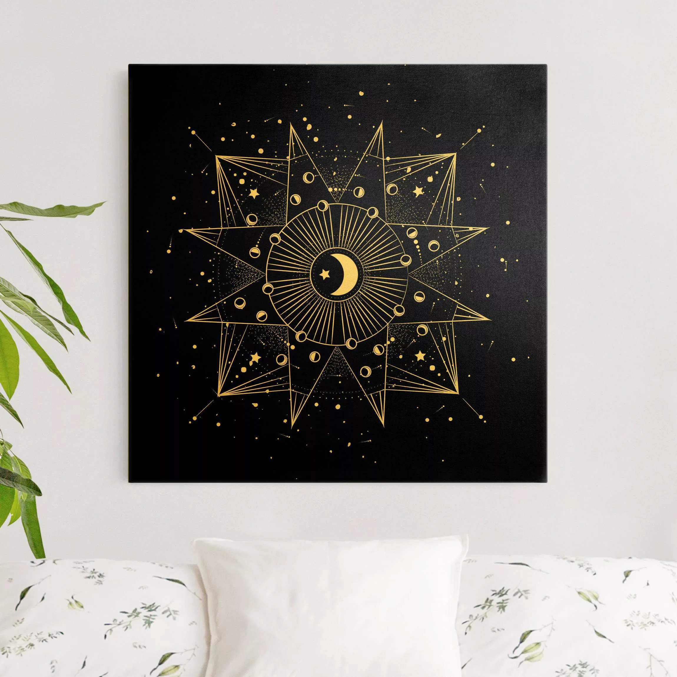 Leinwandbild Gold Astrologie Mond Magie Schwarz günstig online kaufen