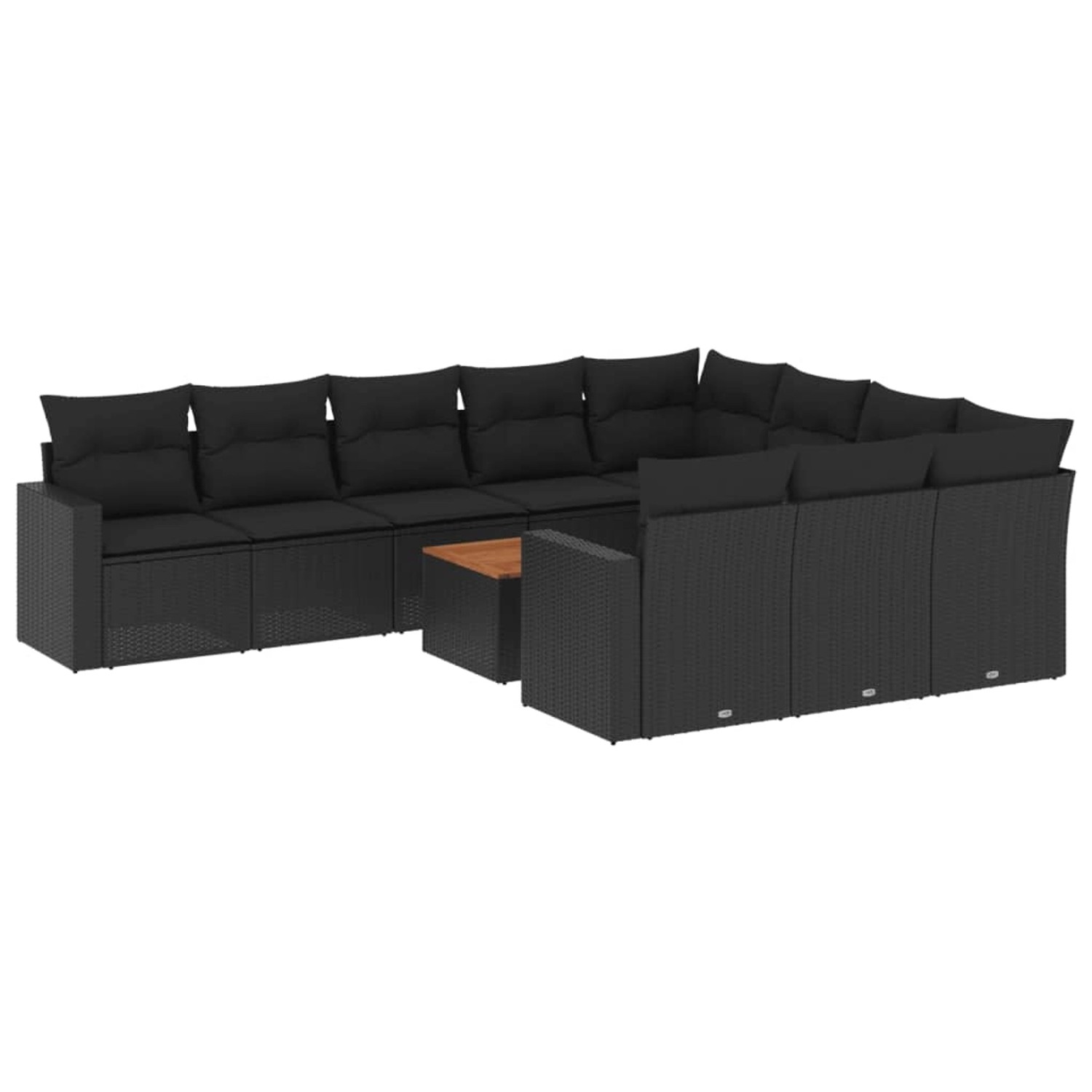 vidaXL 11-Tlg Garten-Sofagarnitur mit Kissen Schwarz Poly Rattan 3256629 günstig online kaufen