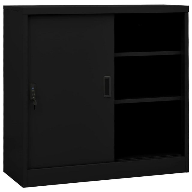 vidaXL Aktenschrank Büroschrank mit Schiebetür Schwarz 90x40x90 cm Stahl günstig online kaufen