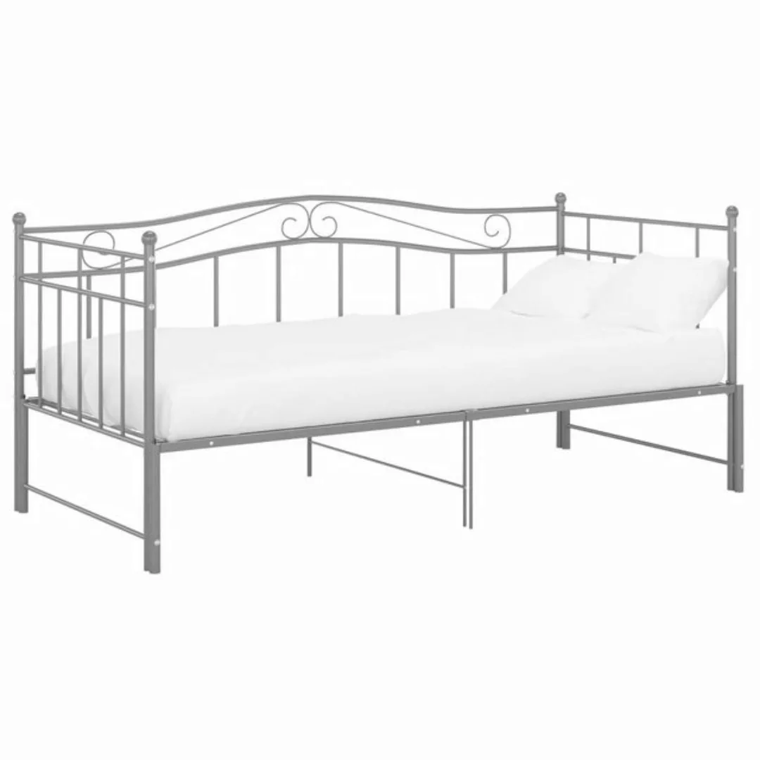 vidaXL Gästebett Ausziehsofa Bettgestell Grau Metall 90x200 cm Einzelbett B günstig online kaufen