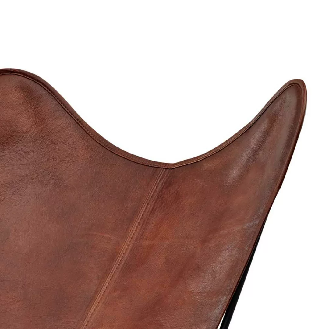 Butterfly Stuhl Retro aus gedecktem Glattleder Metall günstig online kaufen