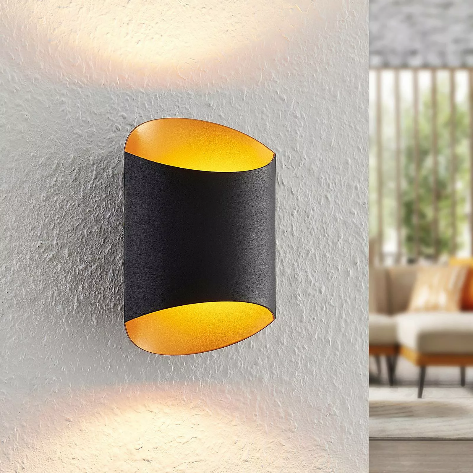 Arcchio Ayaz LED-Wandlampe, schwarz-gold günstig online kaufen