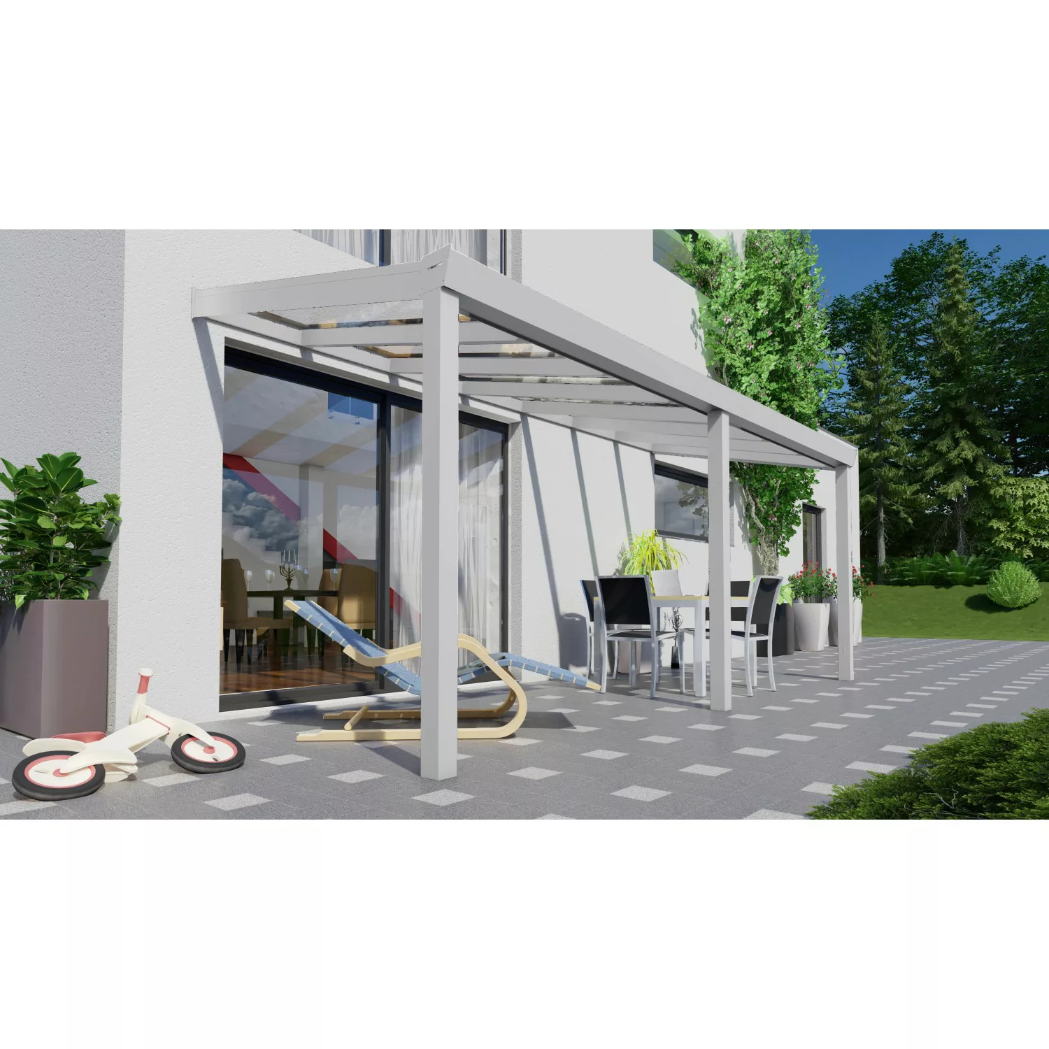 Terrassenüberdachung Professional 500 cm x 200 cm Weiß Glas günstig online kaufen