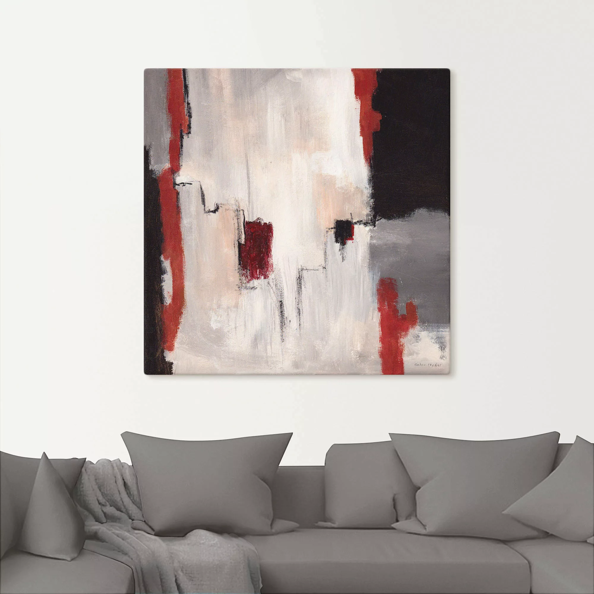 Artland Wandbild "Rot an Grau I - Abstrakt", Gegenstandslos, (1 St.), als A günstig online kaufen