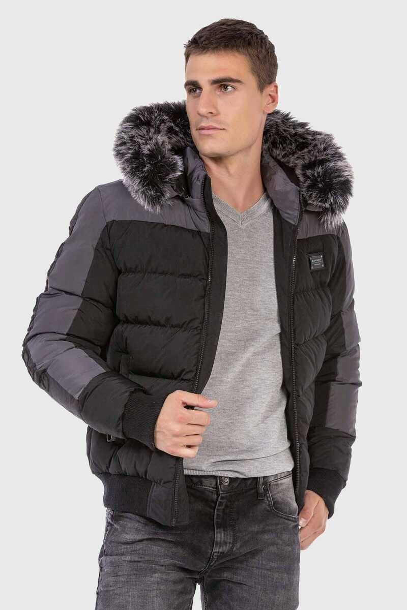 Cipo & Baxx Winterjacke "Winterjacke", mit Kapuze, mit abnehmbaren Kunstfel günstig online kaufen