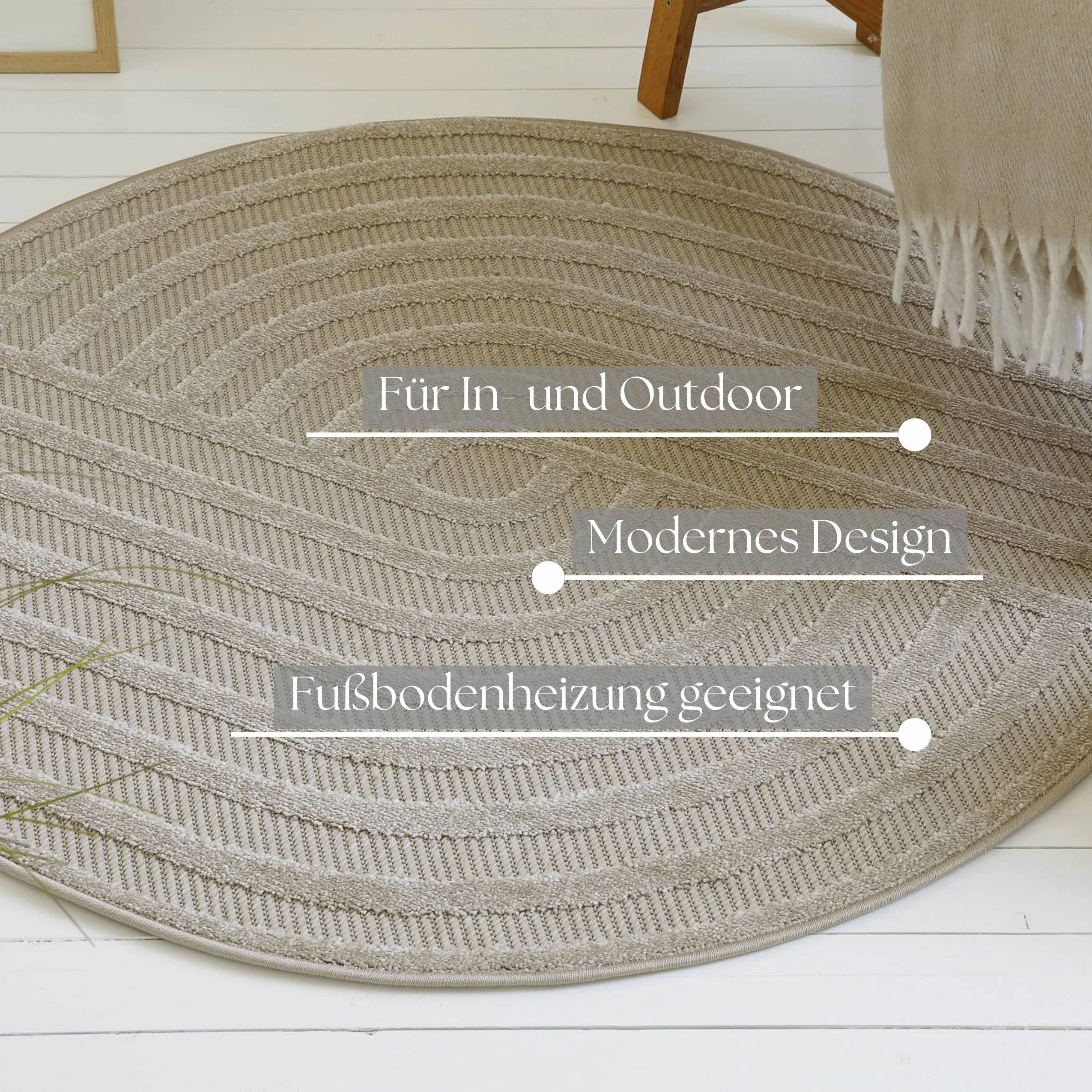 my home Outdoorteppich »Tamsin«, rund, 6 mm Höhe, In- und Outdoor Teppich, günstig online kaufen