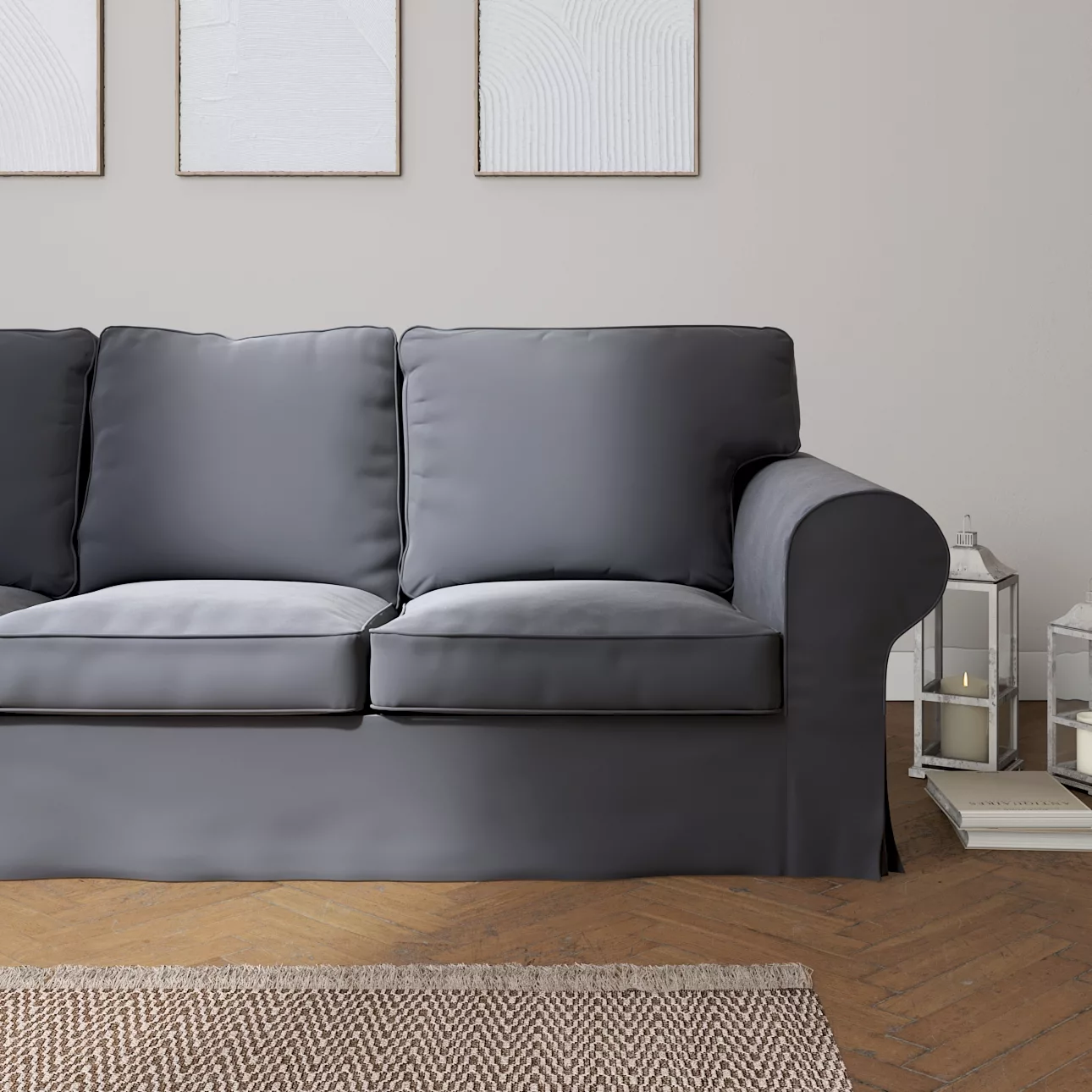 Bezug für Ektorp 3-Sitzer Schlafsofa, ALTES Modell, anthrazit, Sofahusse Ek günstig online kaufen