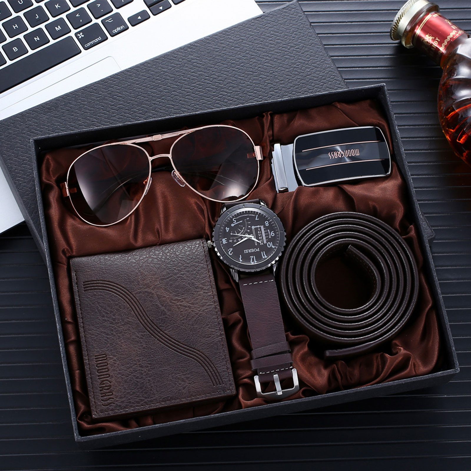 MODFU Geldbörse Gentleman-Set Herren Geschenkset Gürtel günstig online kaufen