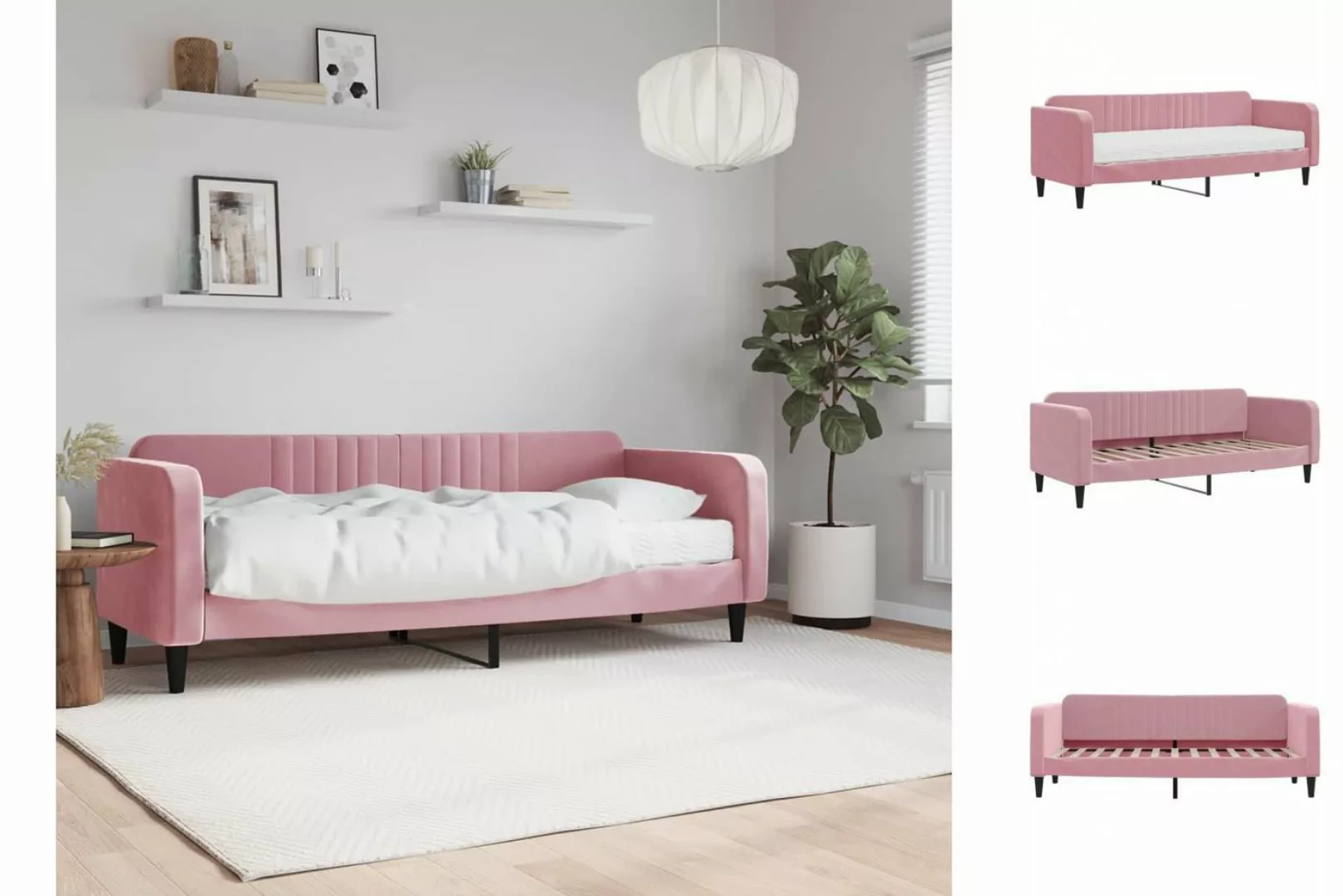 vidaXL Gästebett Gästebett Tagesbett mit Matratze Rosa 80x200 cm Samt Bett günstig online kaufen