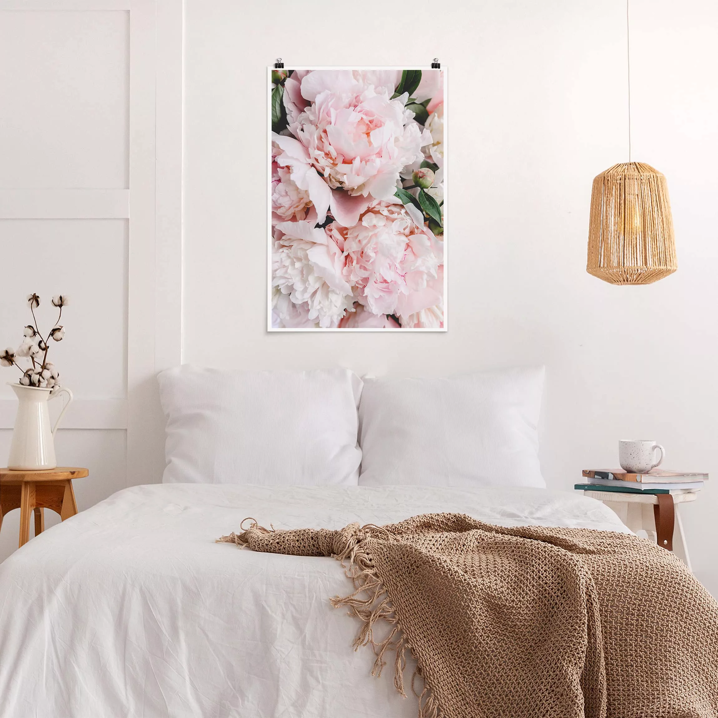 Poster Blumen - Hochformat Pfingstrosen Hellrosa günstig online kaufen