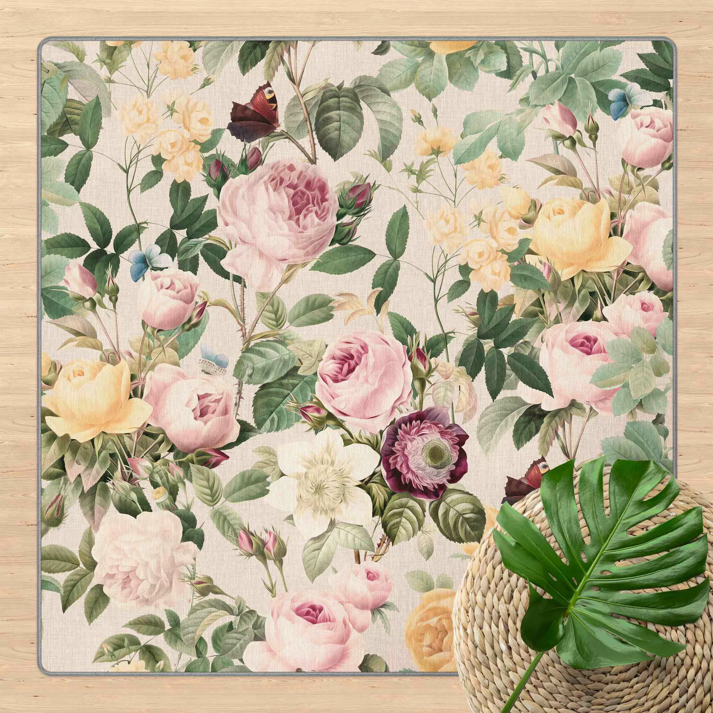 Teppich Vintage Blumen Illustration XXL günstig online kaufen